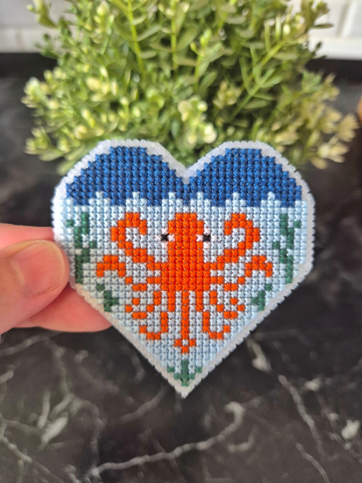 Ocean Heart - Cross Stitch Pattern, zoomed in. Select this picture to zoom back out.