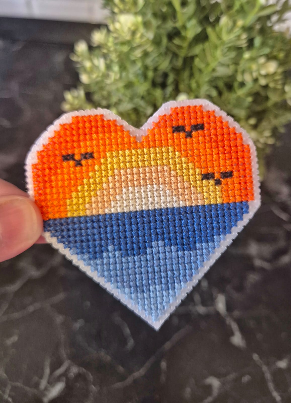 Sunset Heart - Cross Stitch Pattern, zoomed in. Select this picture to zoom back out.