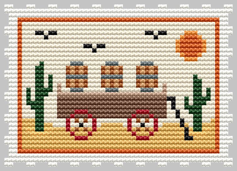 Going to the Wild West - Cross Stitch Pattern, zoomed in. Select this picture to zoom back out.