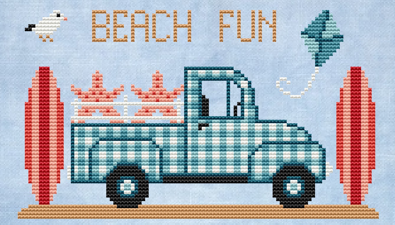 Beach Fun - Cross Stitch Pattern, zoomed in. Select this picture to zoom back out.