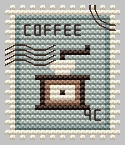 Coffee Grinder Stamp - Cross Stitch Pattern, zoomed in. Select this picture to zoom back out.