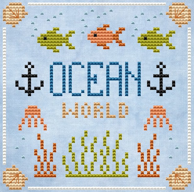 Ocean World - Cross Stitch Pattern, zoomed in. Select this picture to zoom back out.