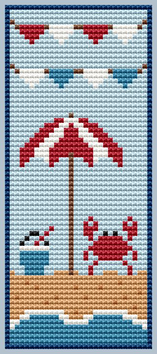 Beach Bookmark - Cross Stitch Pattern, zoomed in. Select this picture to zoom back out.