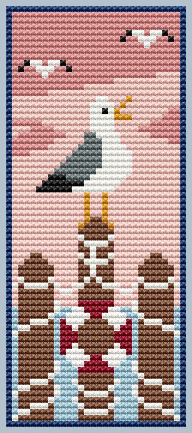 Seagull Bookmark - Cross Stitch Pattern, zoomed in. Select this picture to zoom back out.