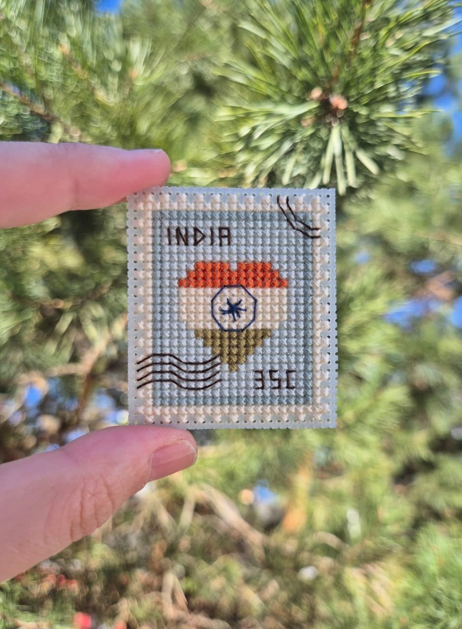 India Stamp - Cross Stitch Pattern, zoomed in. Select this picture to zoom back out.