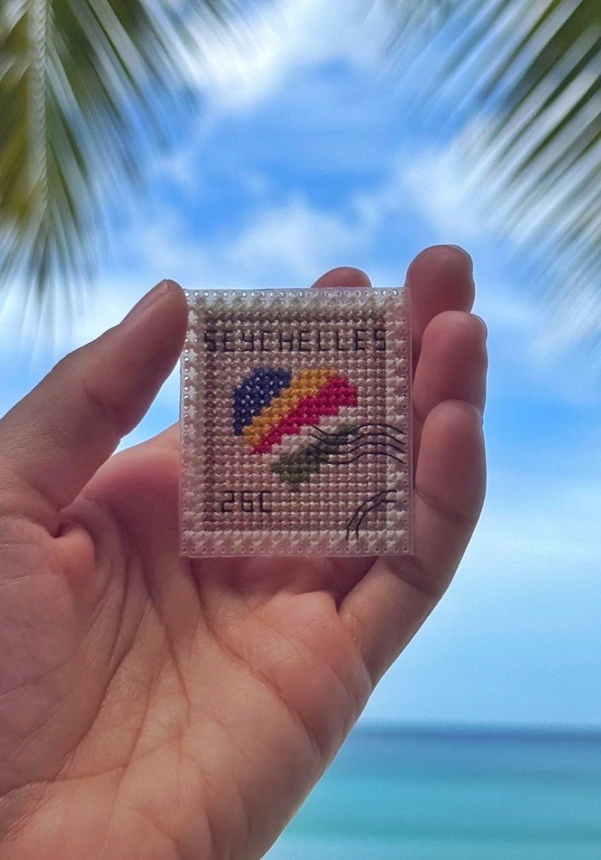 Seychelles Stamp - Cross Stitch Pattern, zoomed in. Select this picture to zoom back out.