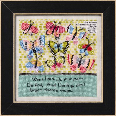 Don't Forget  (Curly Girl Design) - Beaded Cross Stitch Kit, zoomed in. Select this picture to zoom back out.