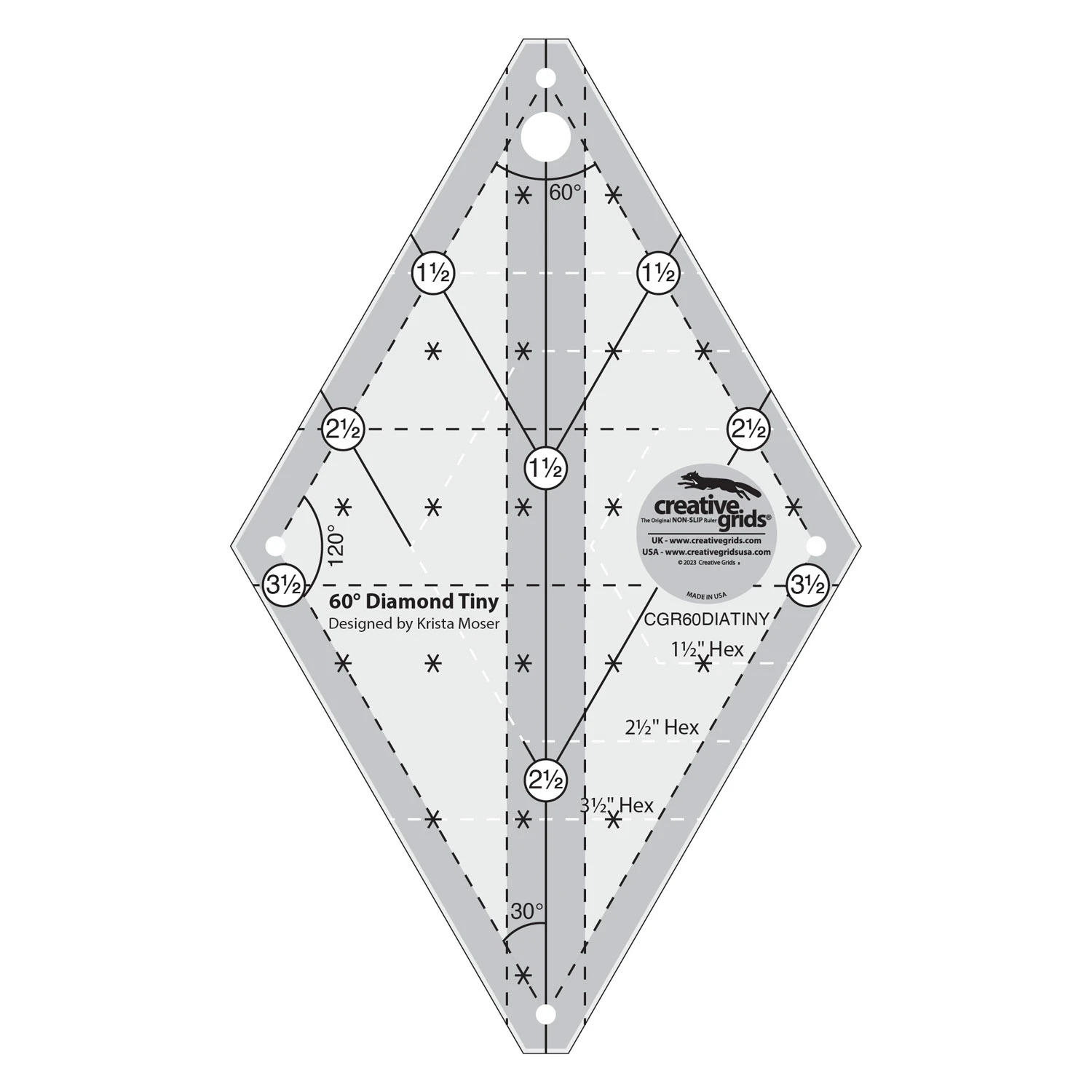 Creative Grids 60 Degree Tiny Diamond Quilt Ruler