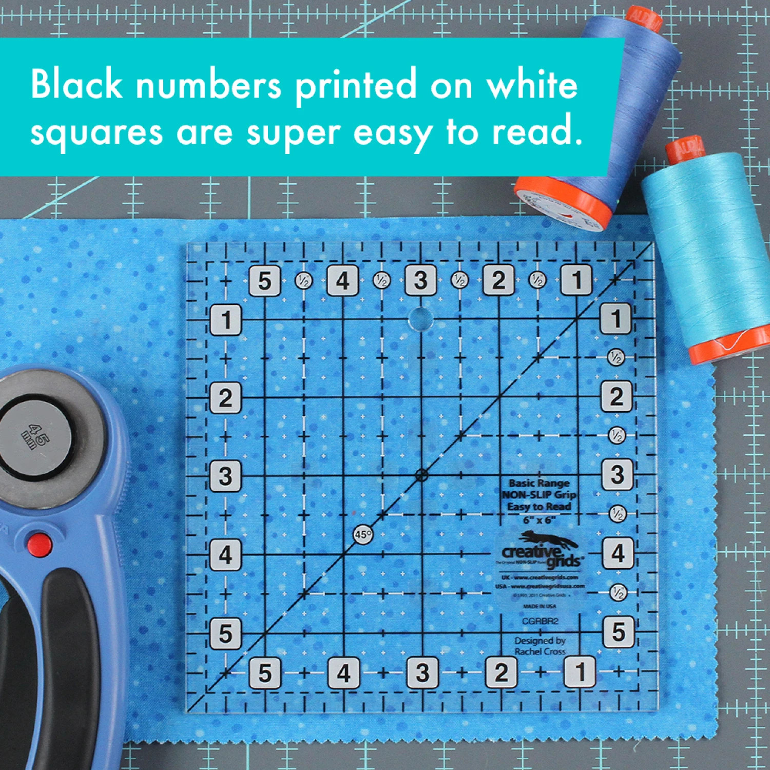 Creative Grids Basic Range 6" Square Quilt Ruler