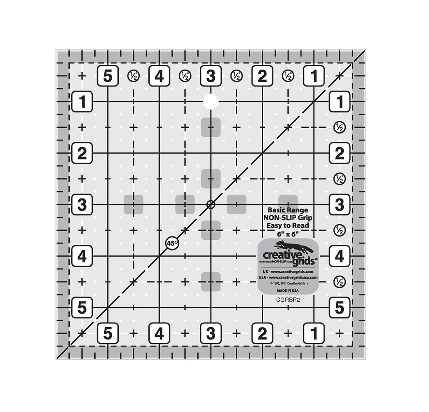 Creative Grids Basic Range 6" Square Quilt Ruler