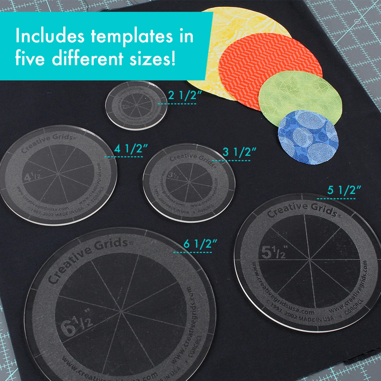 Creative Grids Quilt Ruler Circles - 5 Discs with Grips