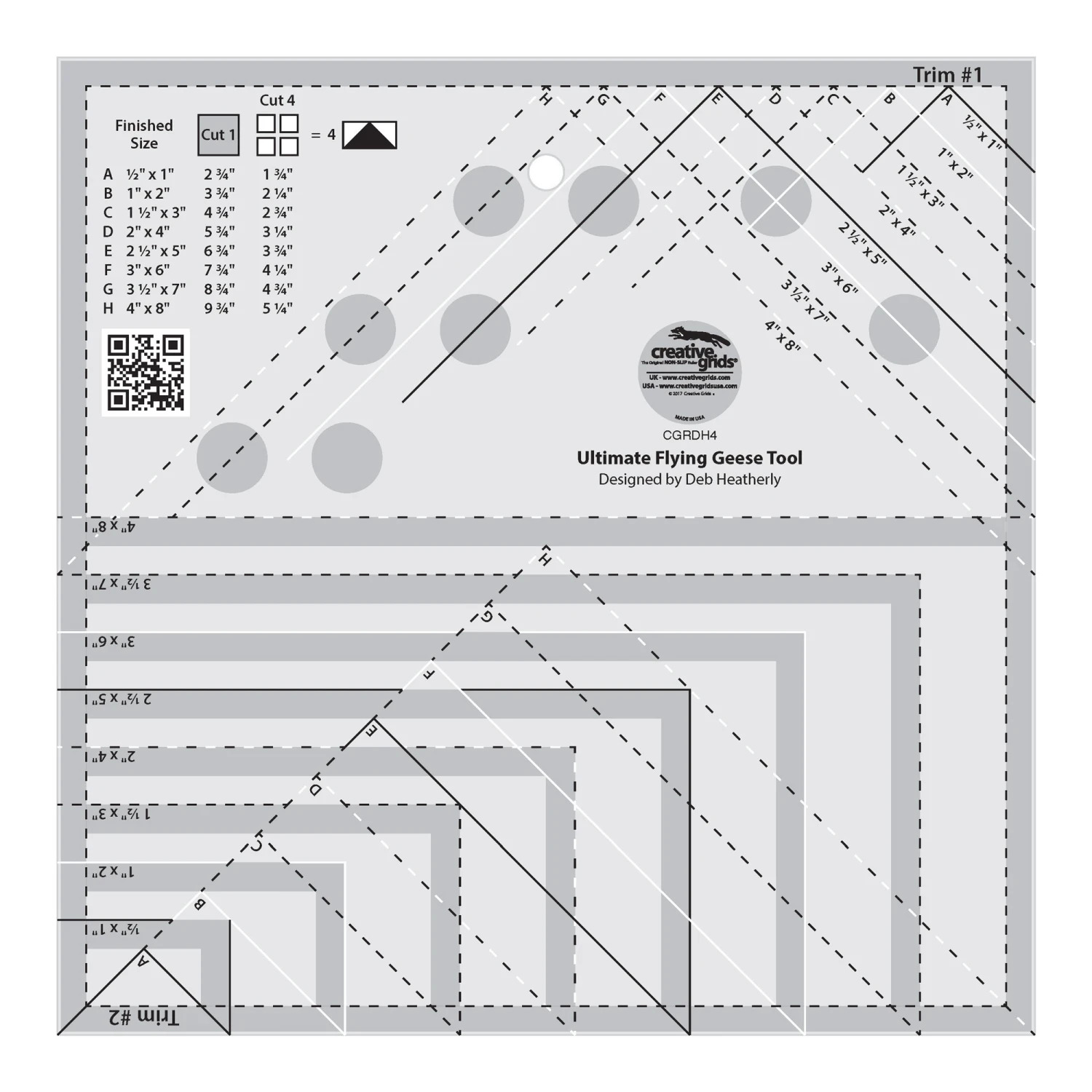 Creative Grids Ultimate Flying Geese Tool - Quilt Ruler