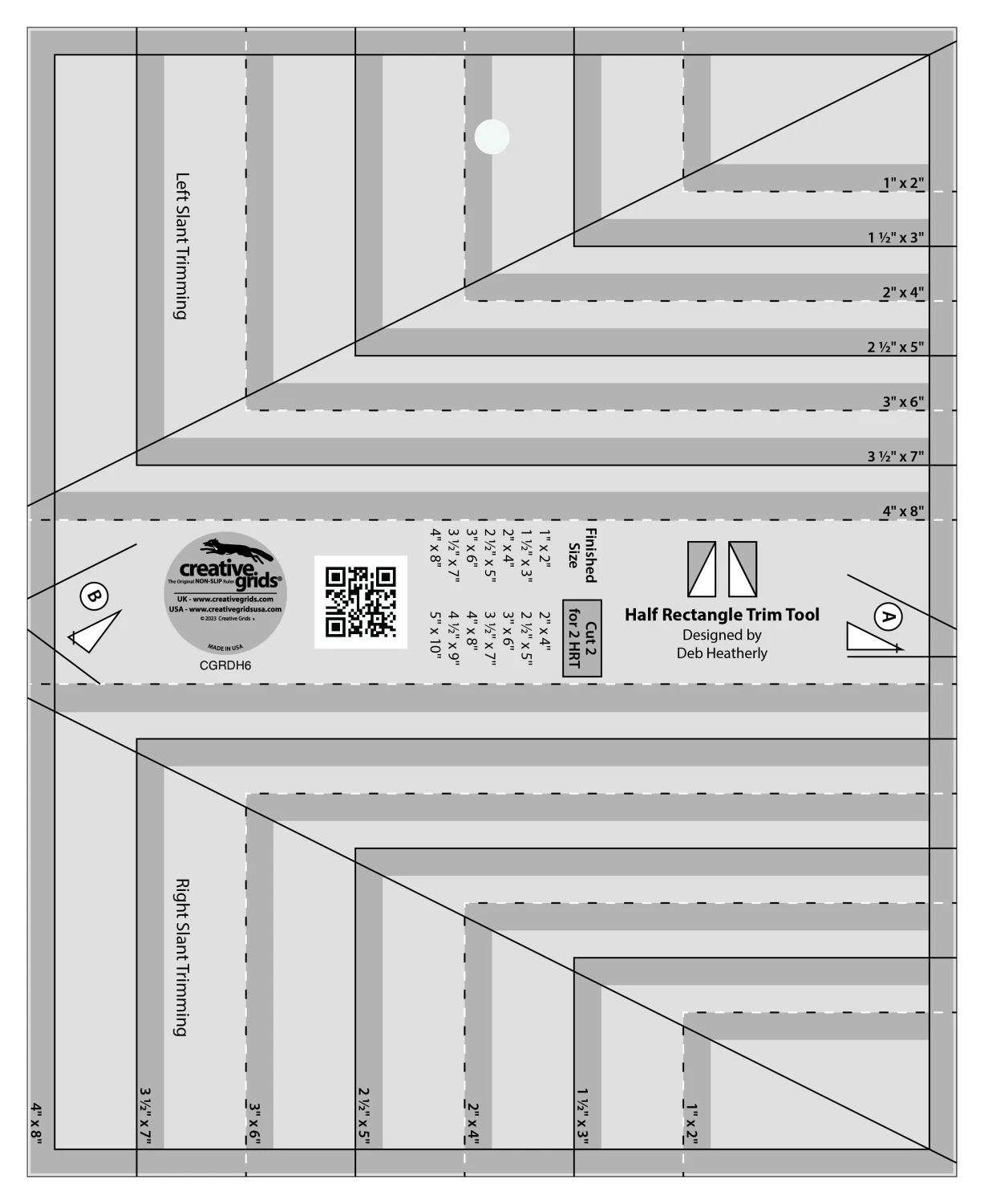 Creative Grids Half Rectangle Trim Tool Quilt Ruler