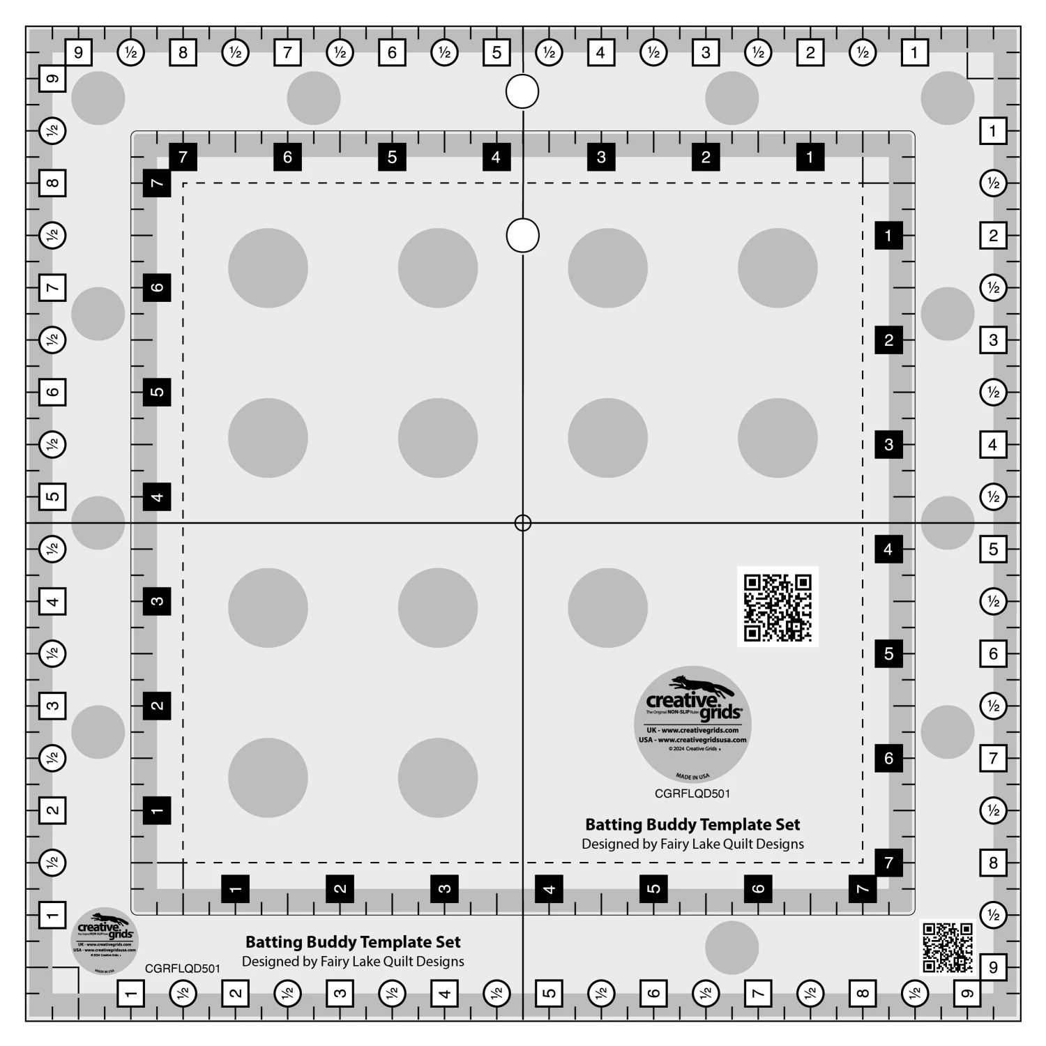 Creative Grids Batting Buddy Template Set - Quilt Ruler