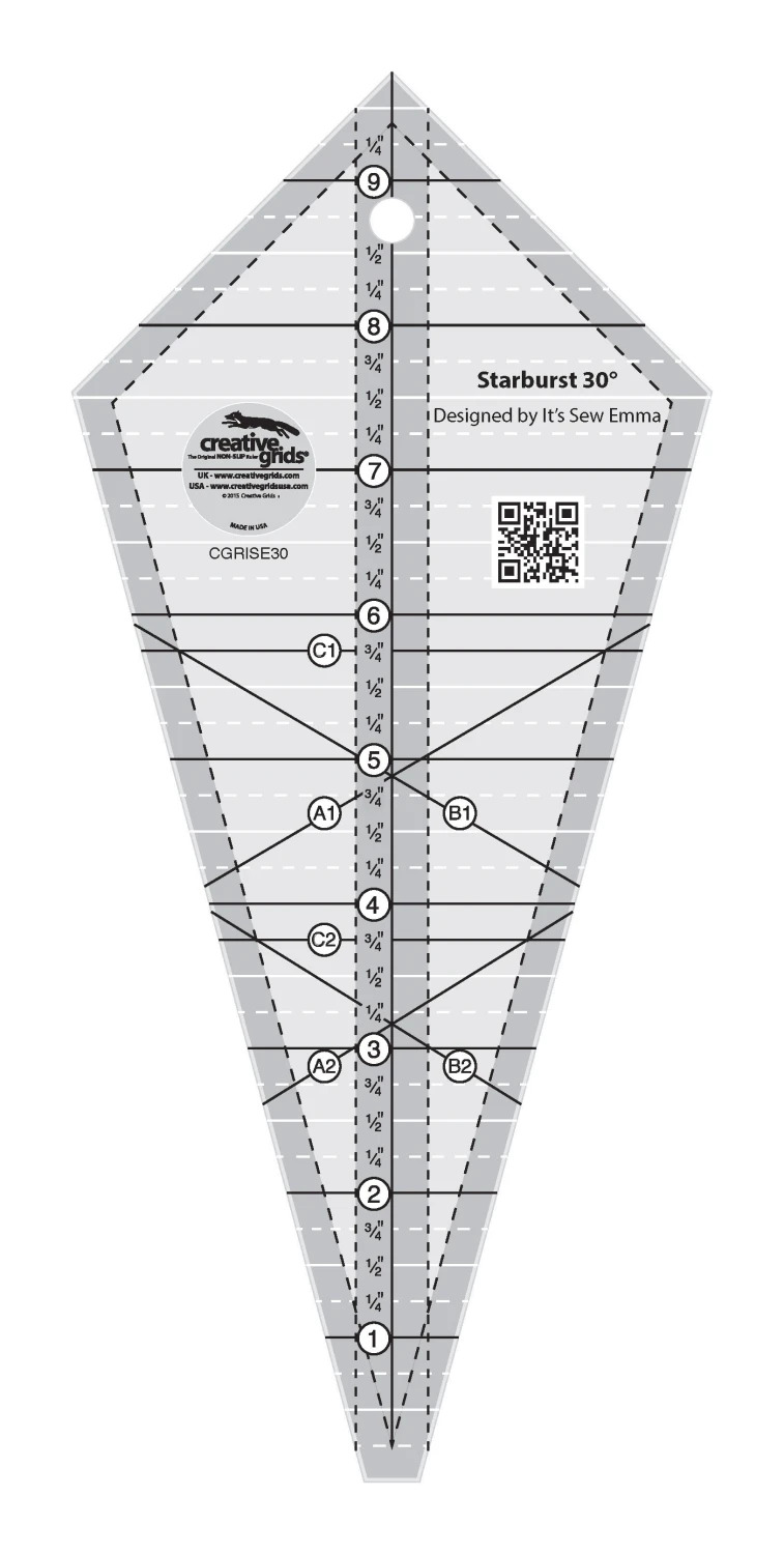 Creative Grids Starburst 30 Degree Triangle Quilt Ruler