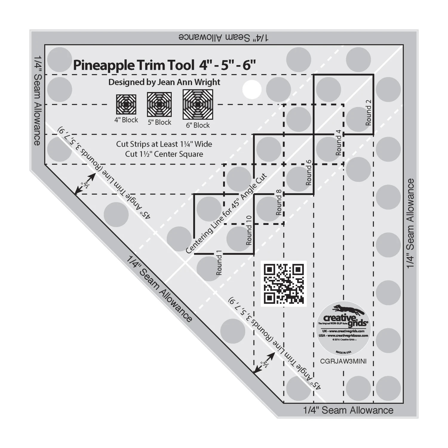 Creative Grids Pineapple Trim Tool Mini Quilt Ruler