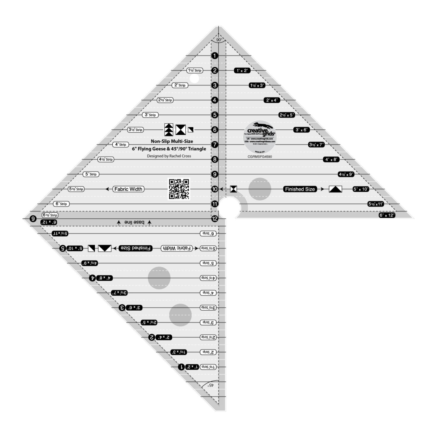 Creative Grids Flying Geese Quilt Ruler 6"
