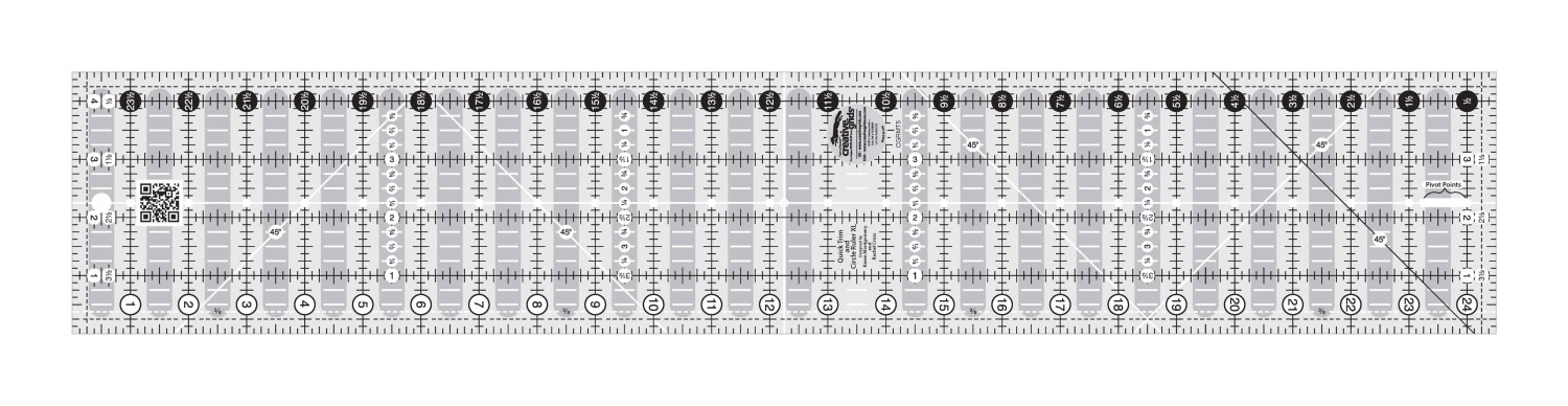 Creative Grids Trim & Circle Quilt Ruler - 4.5" x 24.5&#