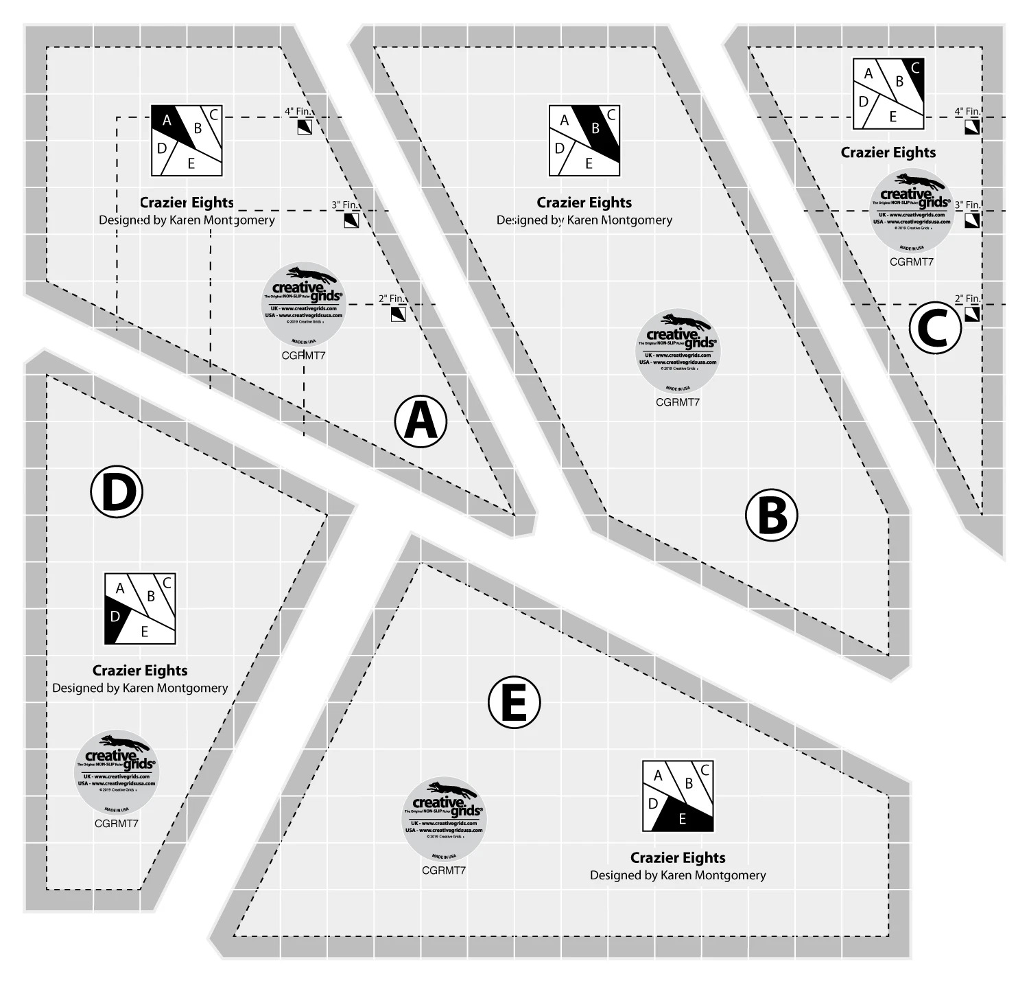 Creative Grids Crazier Eights Template - Quilt Ruler Set