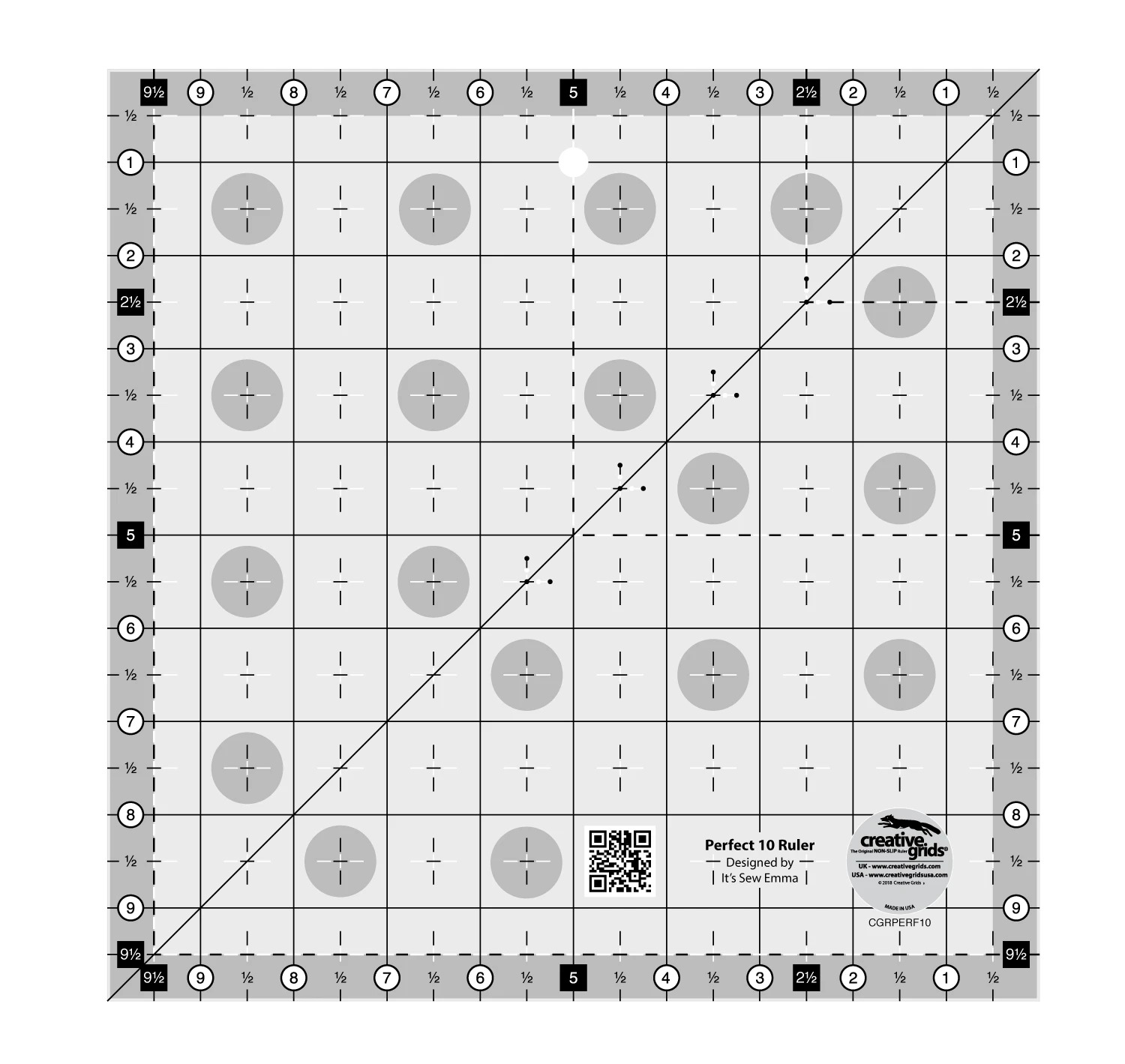 Creative Grids Perfect 10 Square Quilt Ruler