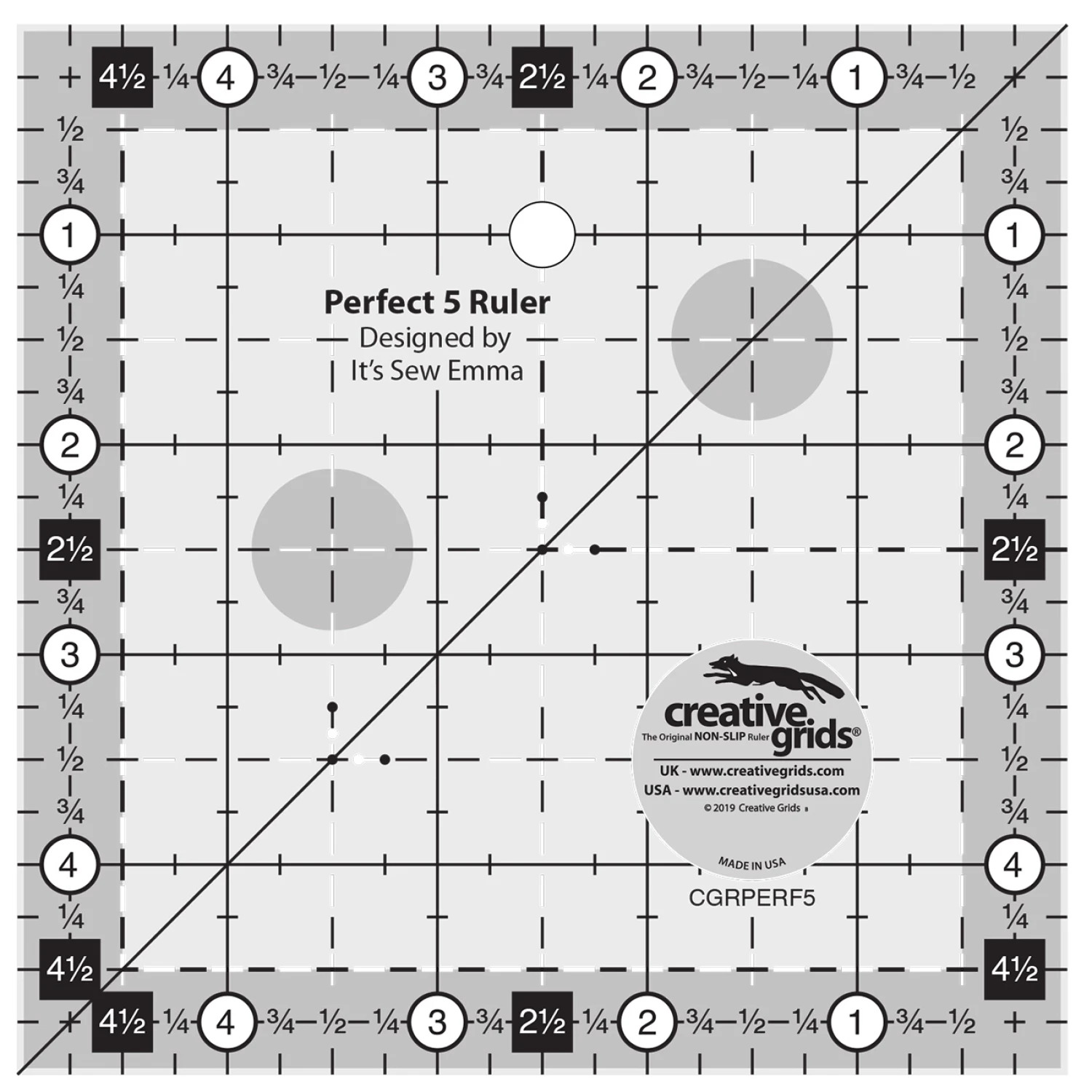 Creative Grids Perfect 5 Square Quilt Ruler