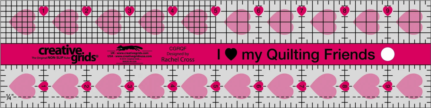 I Love My Quilting Friends Quilt Ruler 2.5" x 10"