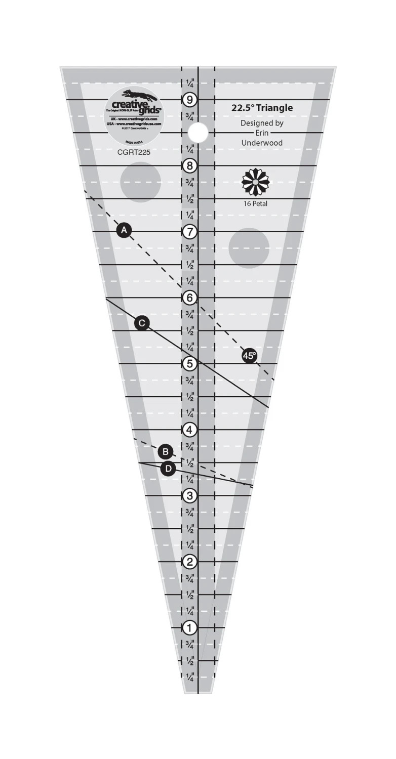 Creative Grids 22 1/2 Degree Triangle Quilt Ruler