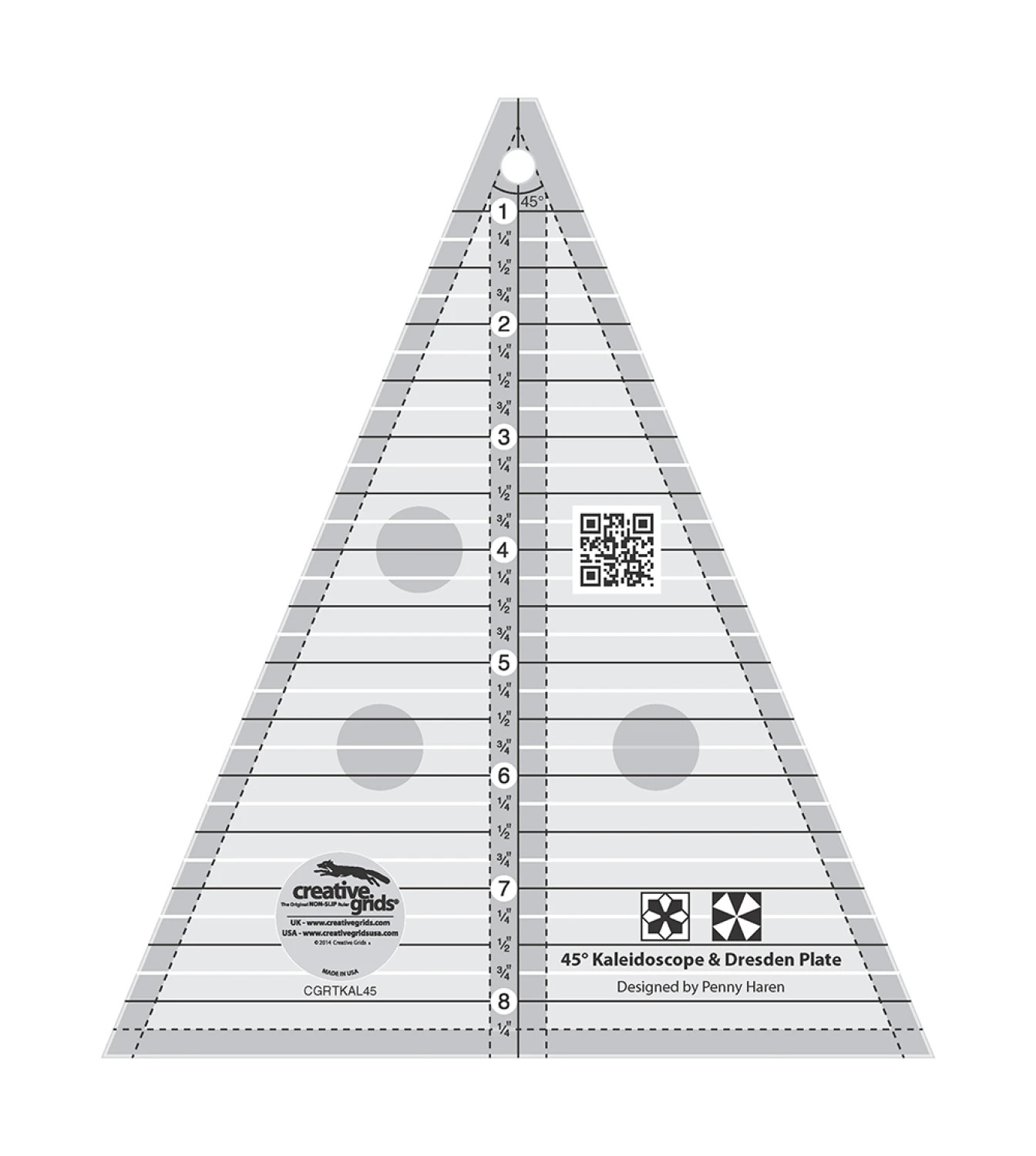 Creative Grids 45 Degree Kaleidoscope Quilt Ruler