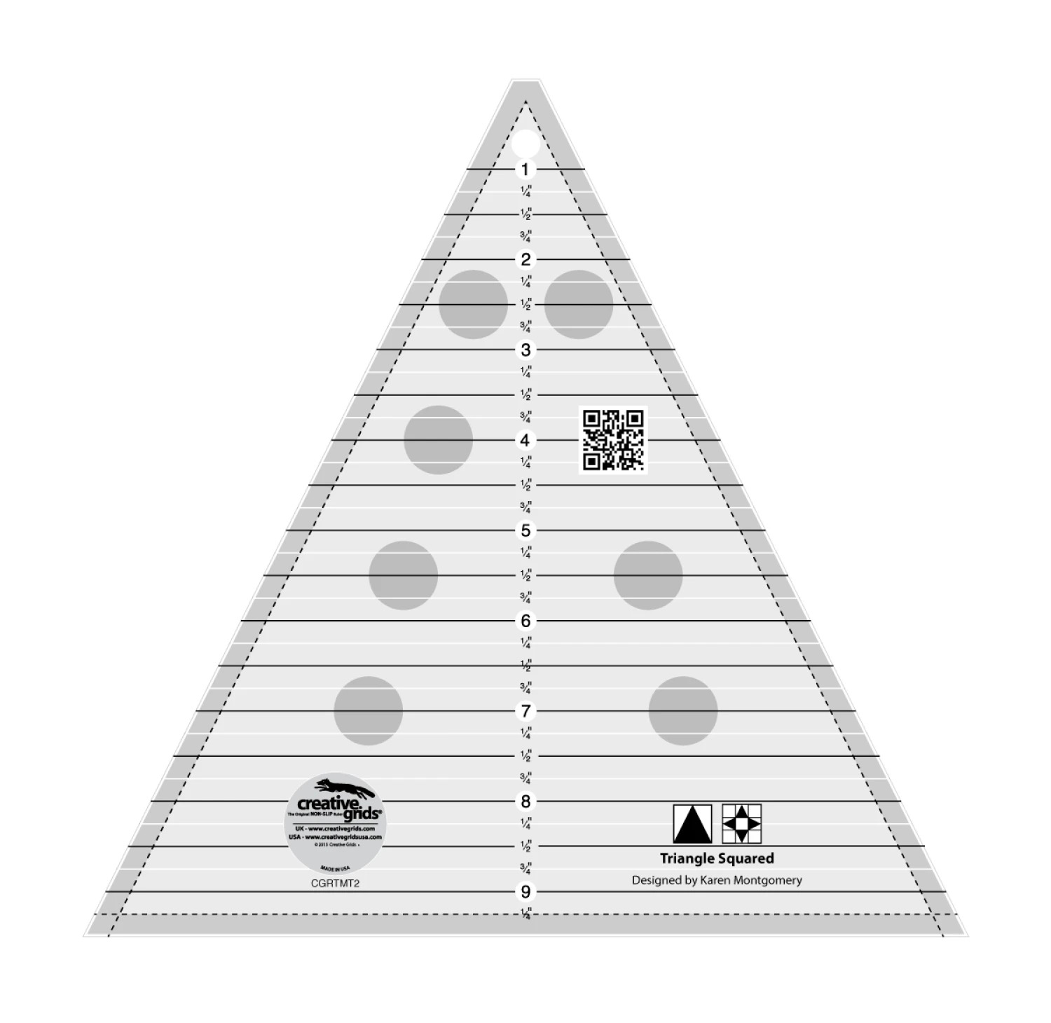 Creative Grids Triangle Squared Ruler 9.5" Quilt Ruler