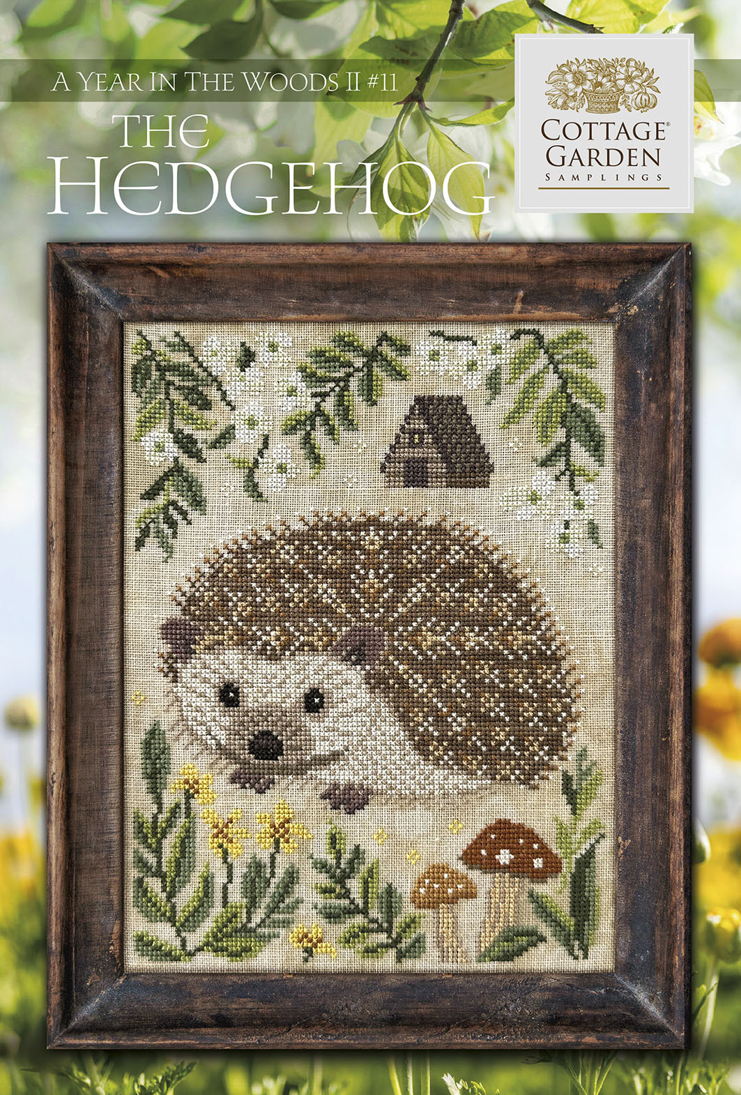A Year in the Woods 2 #11 Hedgehog - Cross Stitch, zoomed in. Select this picture to zoom back out.