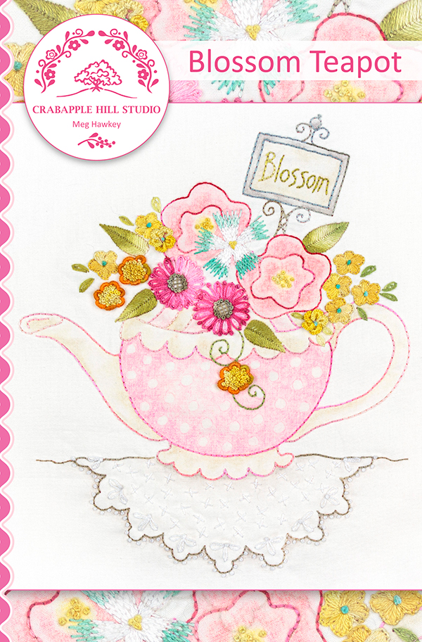 Blossom Teapot - Quilt Pattern, zoomed in. Select this picture to zoom back out.