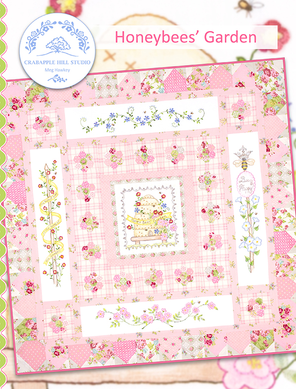 Honeybees' Garden - Quilt Pattern, zoomed in. Select this picture to zoom back out.