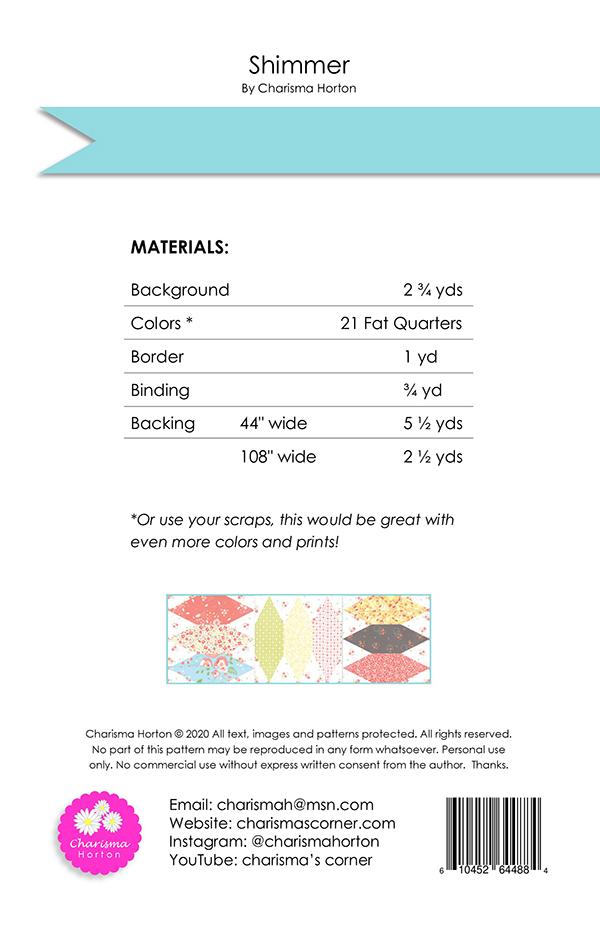 Shimmer - Quilt Pattern, different perspective #1, zoomed in. Select this picture to zoom back out.