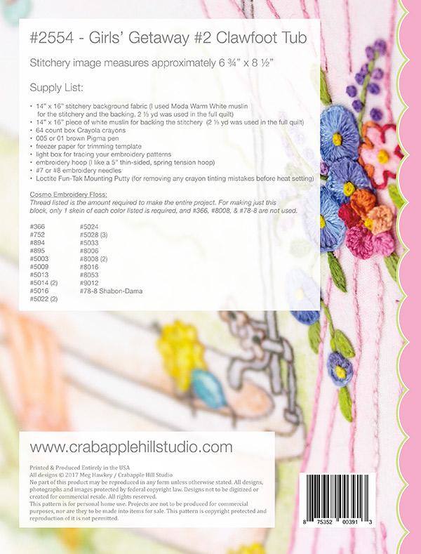 Girls Getaway #2 Clawfoot Tub - Quilt Pattern