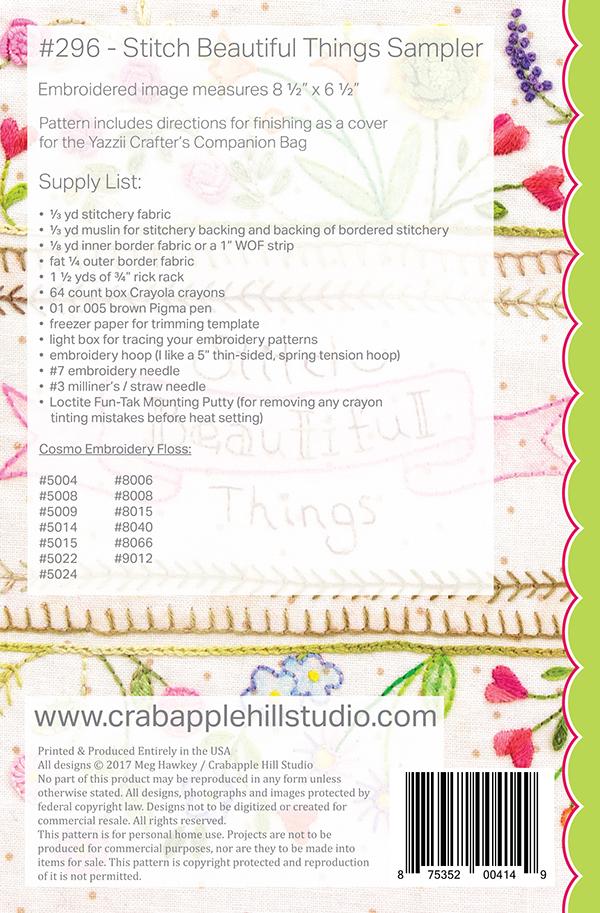 Stitch Beautiful Things Sampler - Quilt Pattern