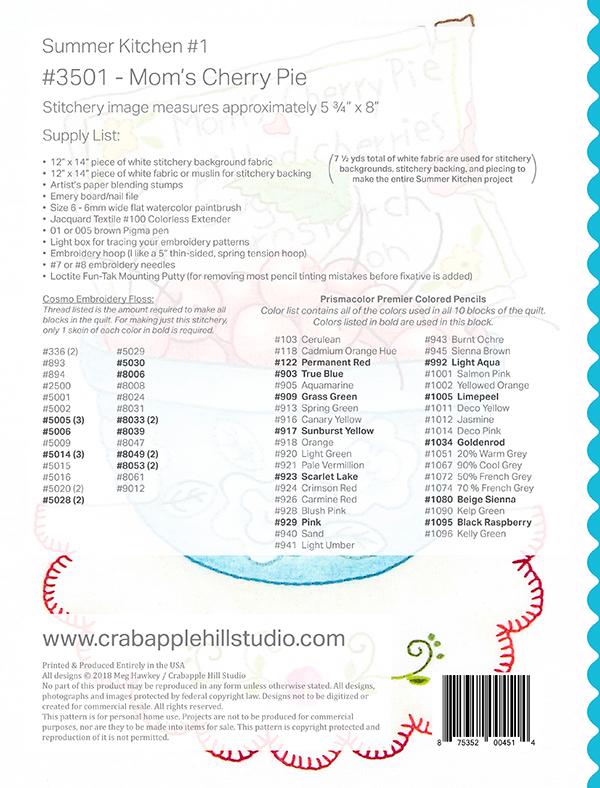 Summer Kitchen #1 - Mom Cherry Pie - Quilt Pattern