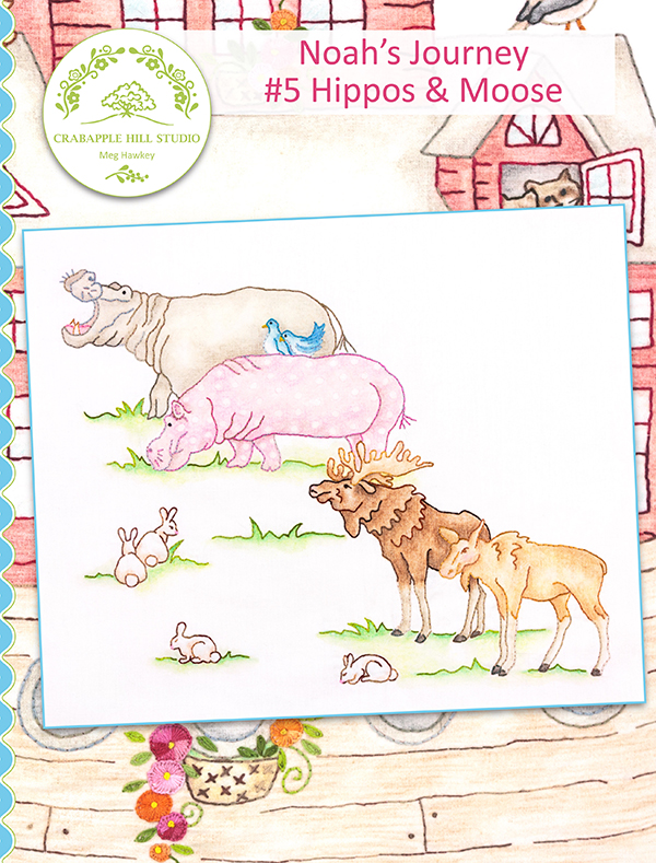 Noahs Journey 5 Hippos and Moose - Christian Quilt Pattern