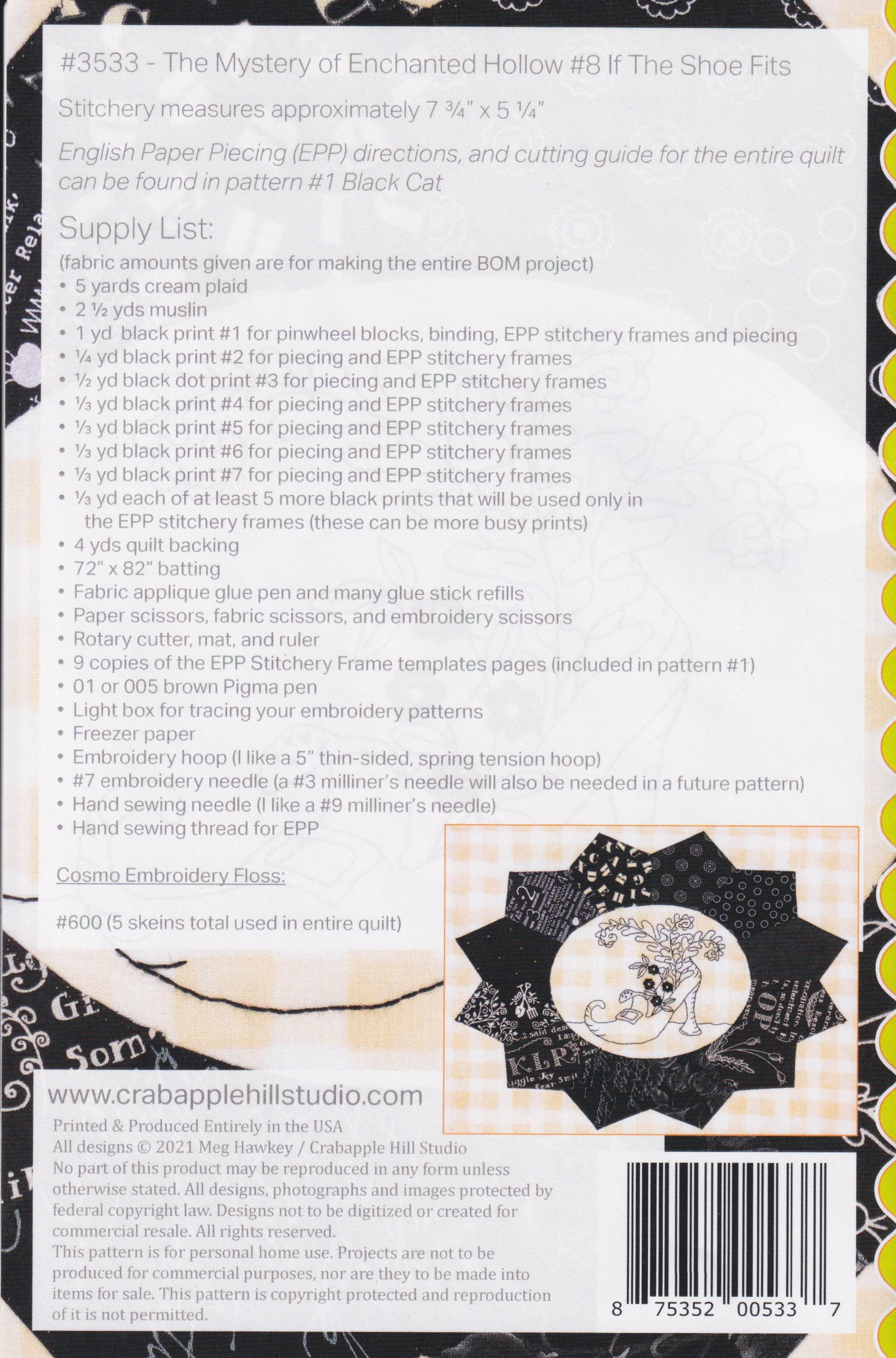 The Mystery of Enchanted Hollow 8 - Quilt Pattern