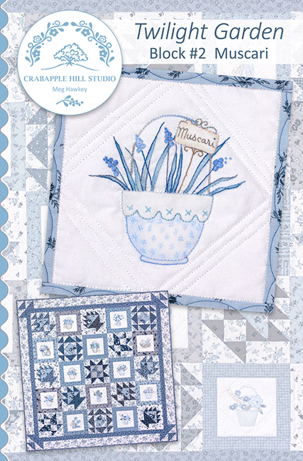Twilight Garden BOM #2 Muscari - Quilt Pattern, zoomed in. Select this picture to zoom back out.