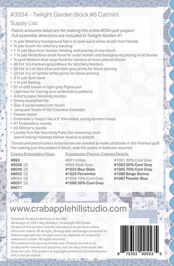 Twilight Garden BOM #6 Catmint - Quilt Pattern