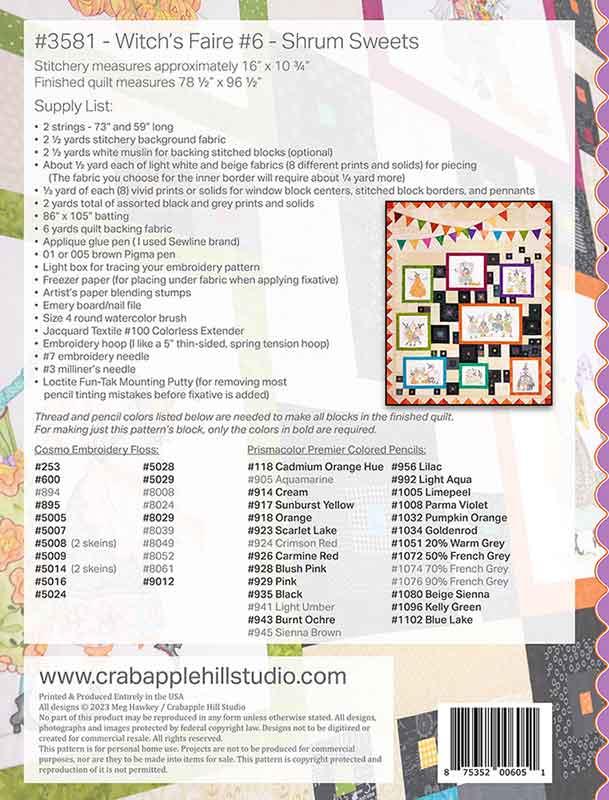 Witch's Faire #6 Shrum Sweets - Halloween Embroidery Pattern