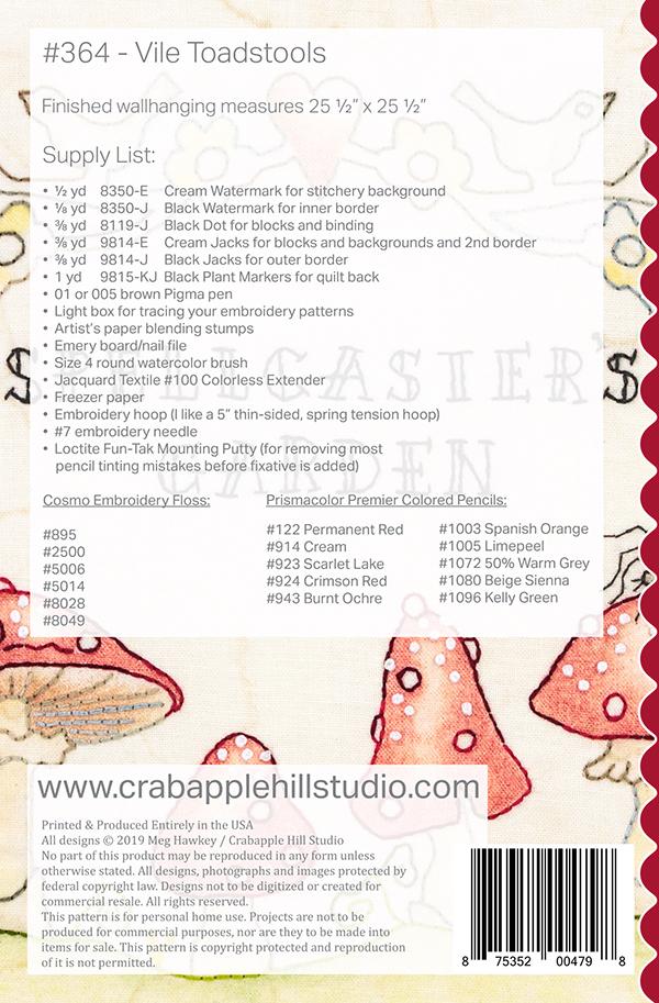 Vile Toadstools - Quilt Pattern, different perspective #1, zoomed in. Select this picture to zoom back out.
