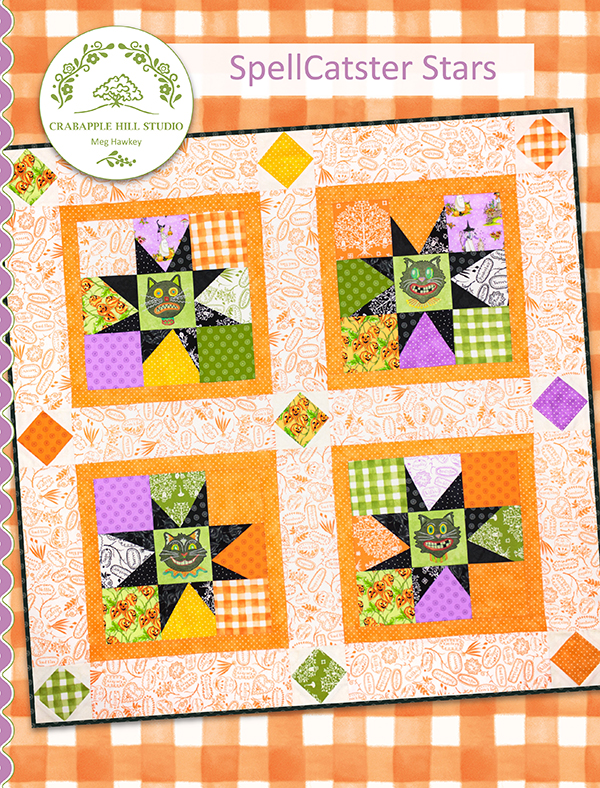 Spellcatster Stars - Quilt Pattern, zoomed in. Select this picture to zoom back out.