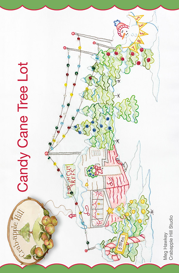 Candy Cane Tree Lot - Quilt Pattern, zoomed in. Select this picture to zoom back out.