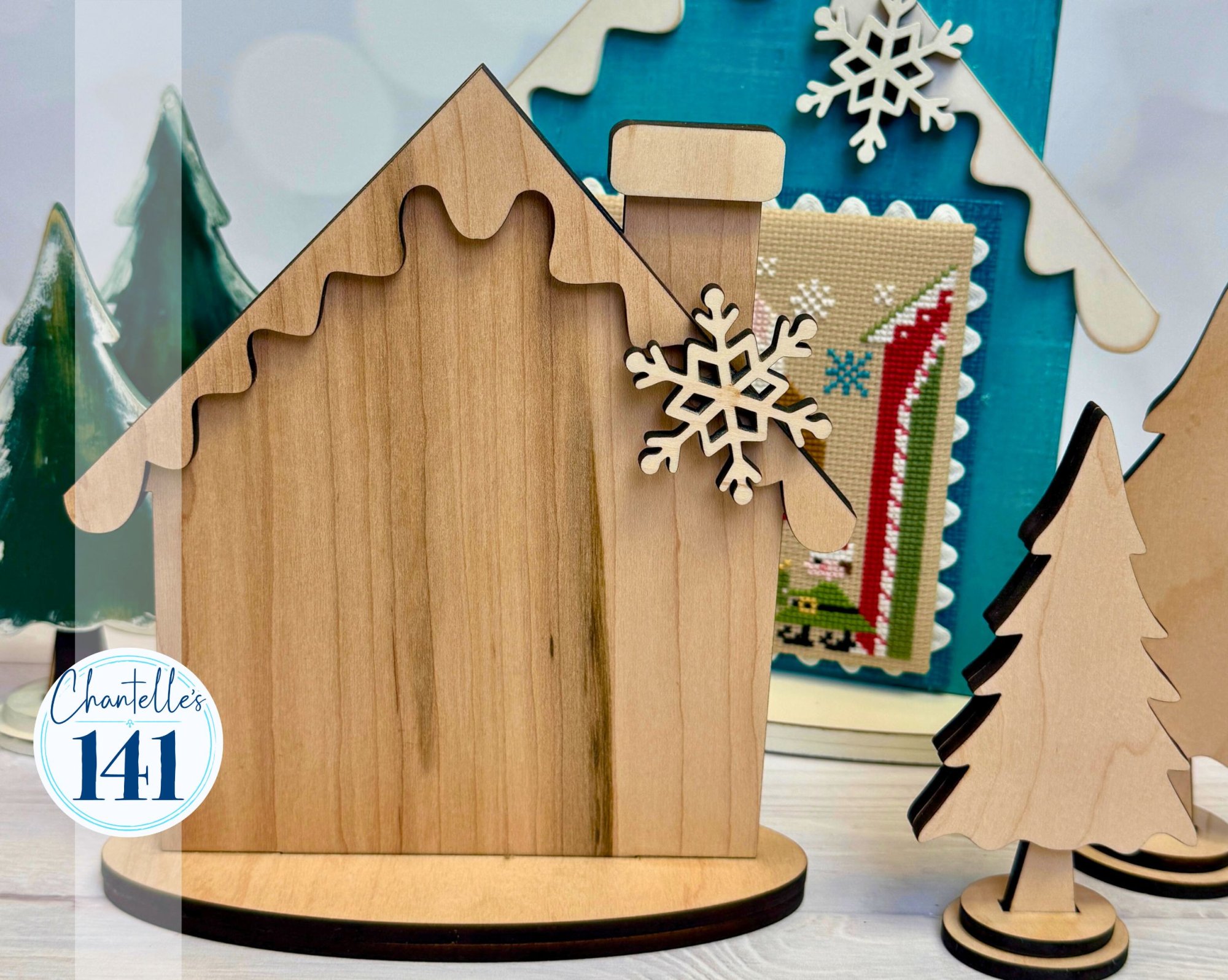 Winter Cabin Small - Unfinished Wood Display Frame