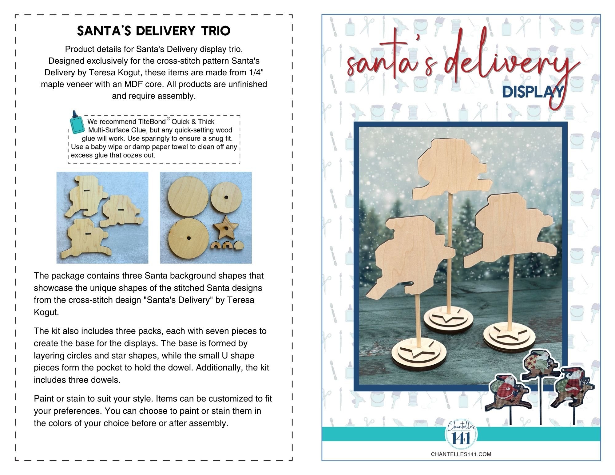 Santa's Delivery Trio - Unfinished Wood Display Frame