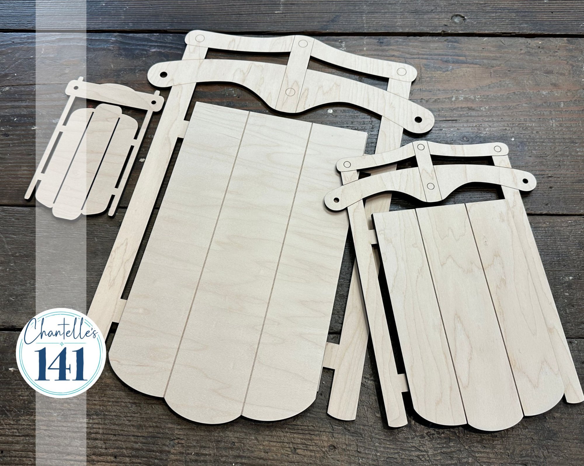 Sled - Large - Unfinished Wood Display Frame