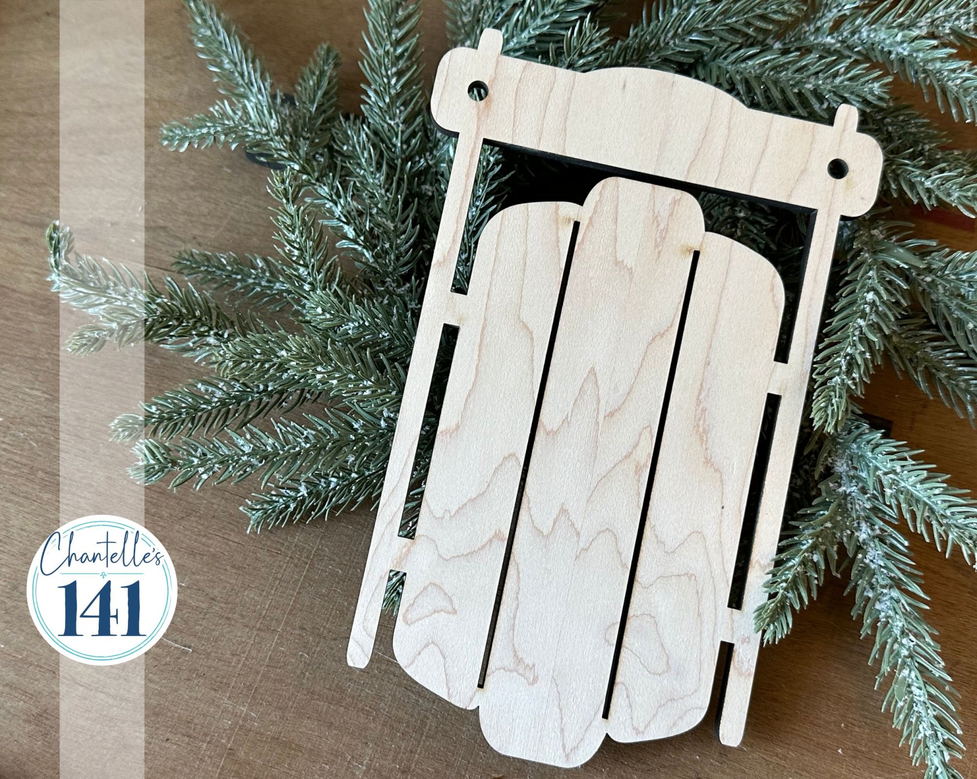 Ornament Collection - Sled - Unfinished Wood Display Frame
