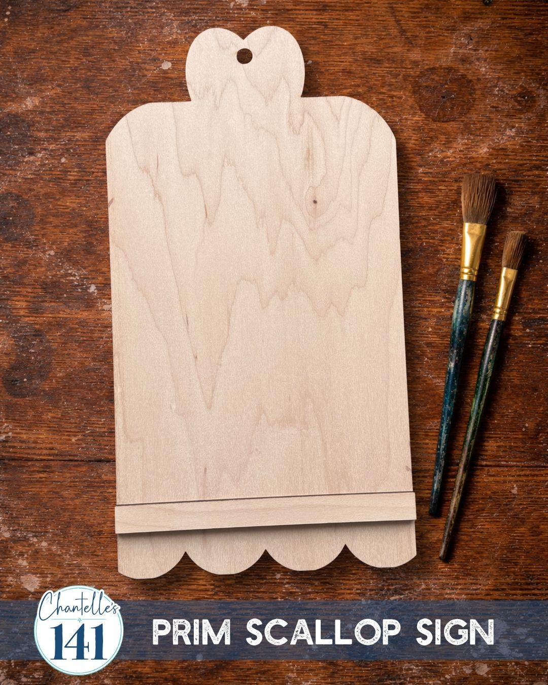 Prim Scallop Sign - Unfinished Embroidery Wood Display Frame