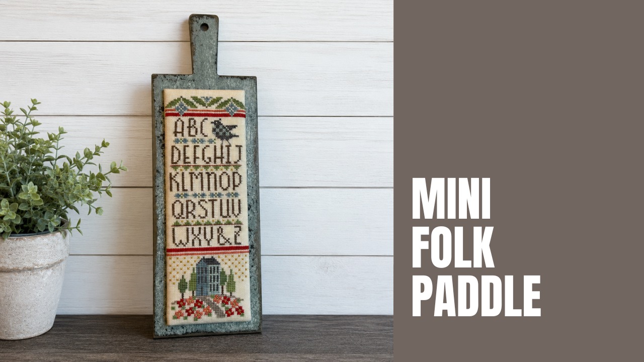 Mini Folk Paddle - Unfinished Embroidery Display, zoomed in. Select this picture to zoom back out.